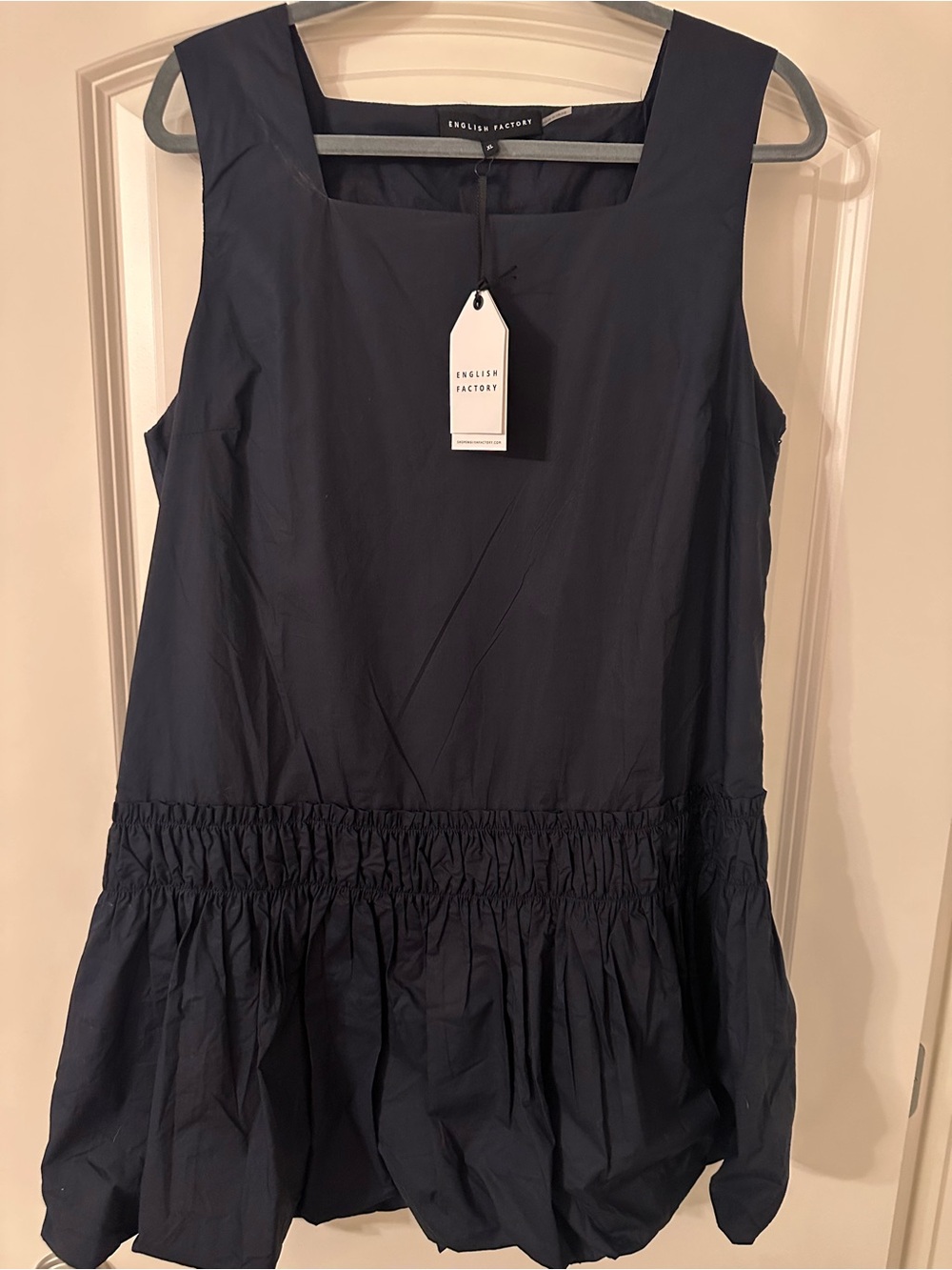 English Factory Navy Bubble Hem Dress